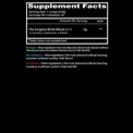 Supplement facts label on a black background