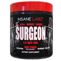 Insane Labz 'The Surgeon' supplement container with red and black design.